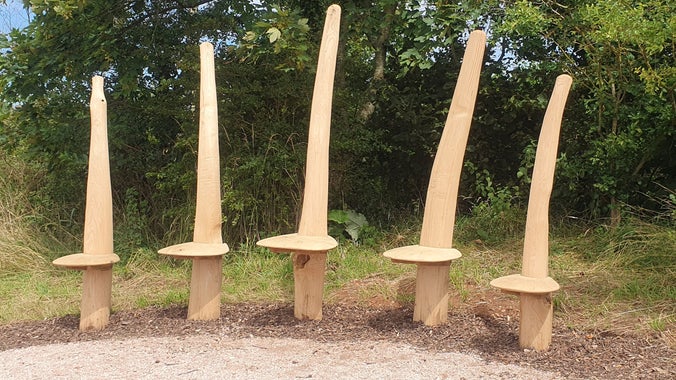 Sharpham Bench by Peter Lanyon on the Perimeter Path, A la Ronde, Devon.